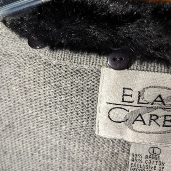 Vintage Elana Cardello Sweater/Jacket Faux Fur Collar - Picture 4 of 6